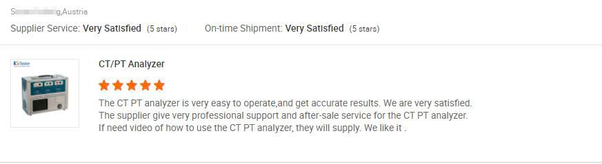 Austria Customer Praised Our CT PT Analyzer Easy To Operate And Get Accurate Res