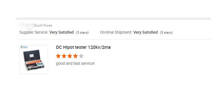 Korea Customer Very Satisfied With Our 120kV 2mA DC Hipot Tester And Service